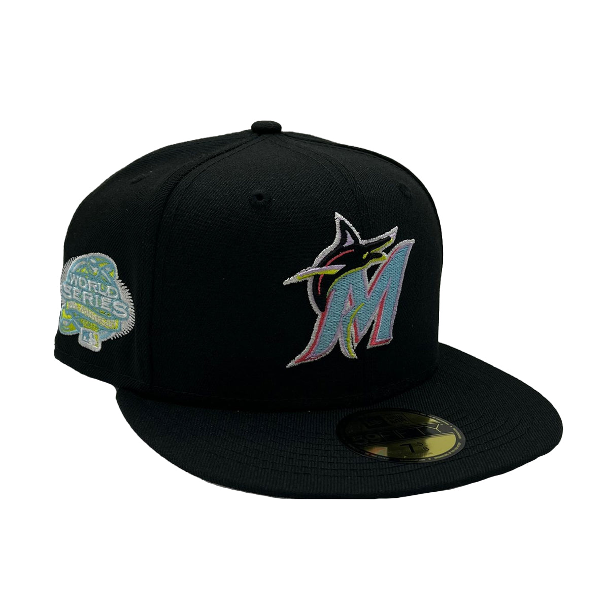 Miami Marlins New Era Navy Undervisor 59FIFTY Fitted Hat - Gray/Red