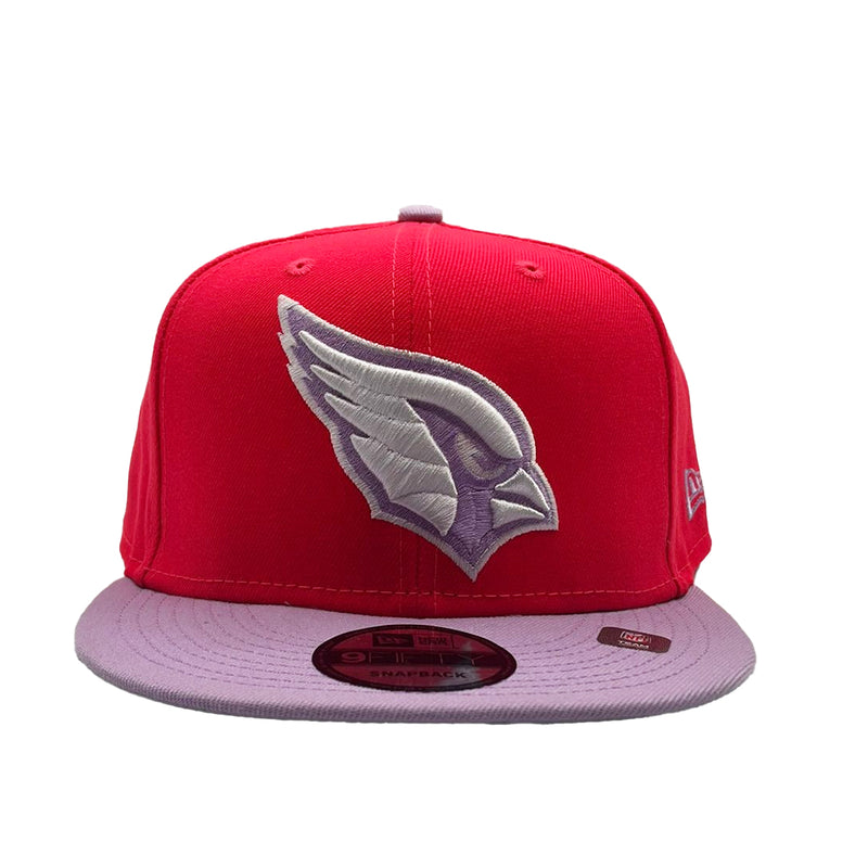 New Era Mens NFL Arizona Cardinals 2T Color Pack 9FIFTY Snapback Hat 60322875 Red/Lavender, Grey Undervisor