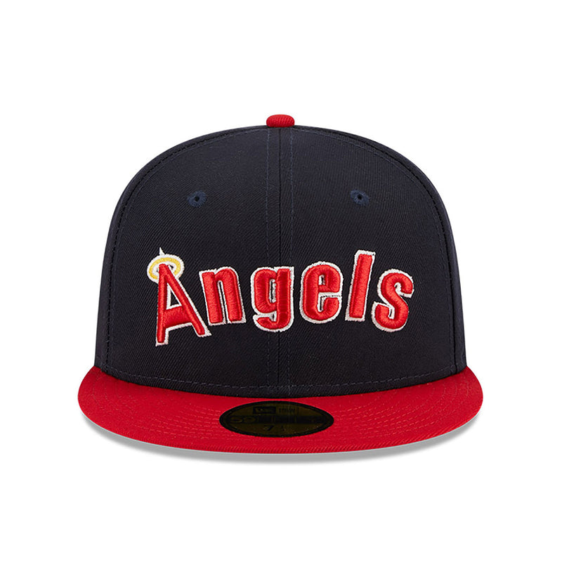 New Era 59FIFTY California Angels Retro Script Fitted Hat Dark Navy Red