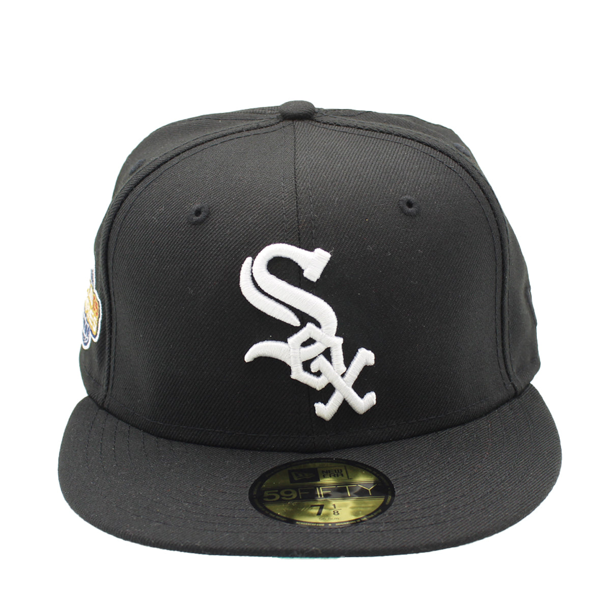 New Era Mens MLB Chicago White Sox World Series 2005 59FIFTY Fitted Hat 70582852 Black, Mint Undervisor 7 5/8
