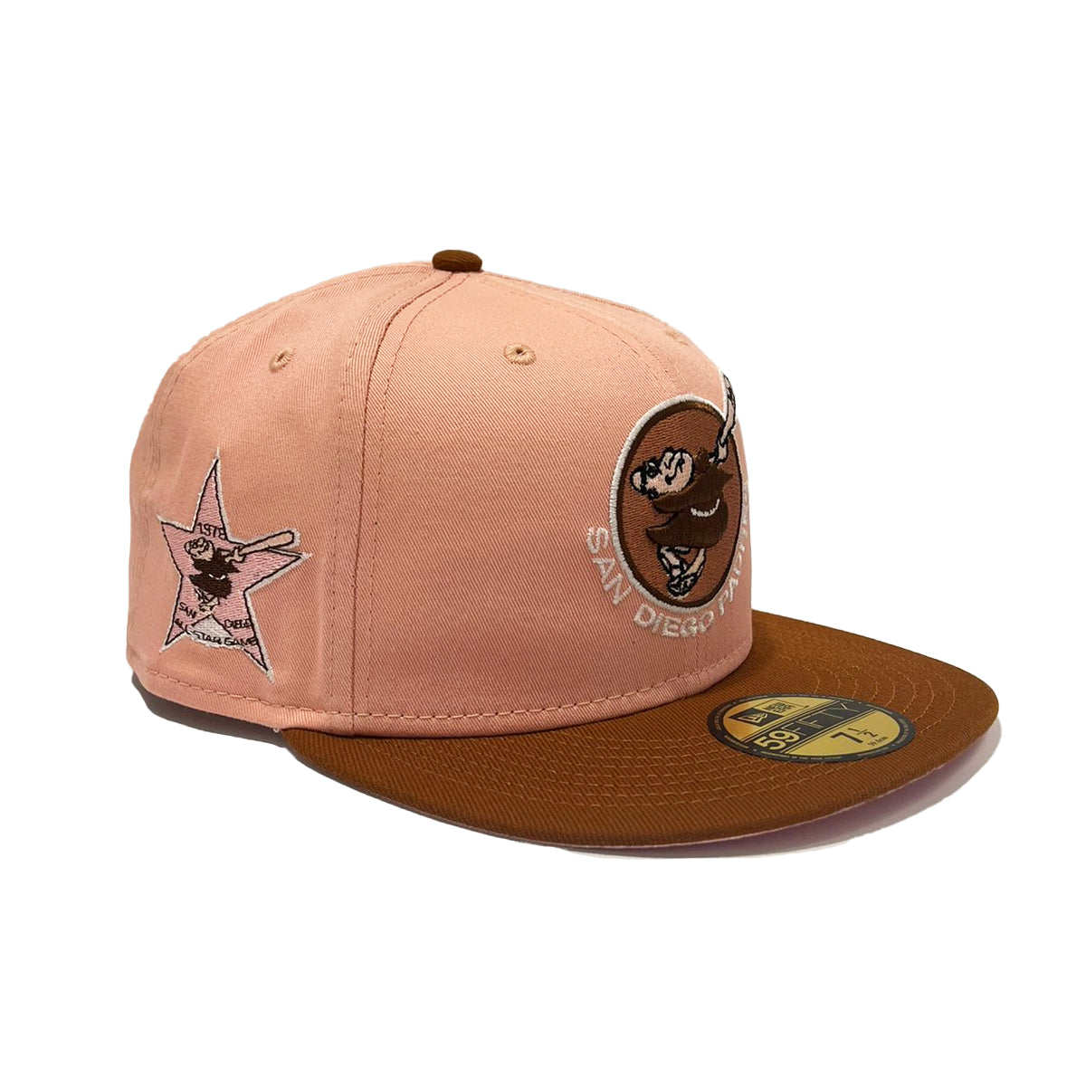 New Era Mens MLB San Diego Padres 1978 All Star Game 59FIFTY Fitted Hat 70716137 Blush Toast, Pink Undervisor 7 7/8