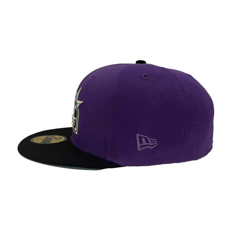 New Era Mens MLB Houston Astros 35 Great Years 65-99 59FIFTY Fitted Hat 70744157 Purple, Green Undervisor 7 3/4