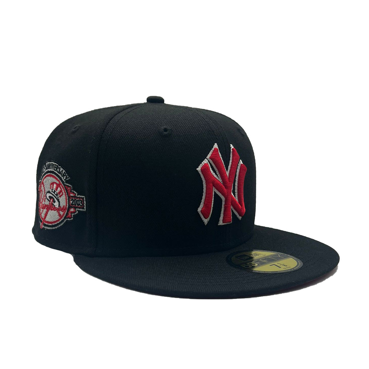 New Era Mens MLB New York Yankees 100th Anniversary 1903-2003 59FIFTY Fitted Hat 70761484 Black/Scarlet, Red Undervisor 7 5/8