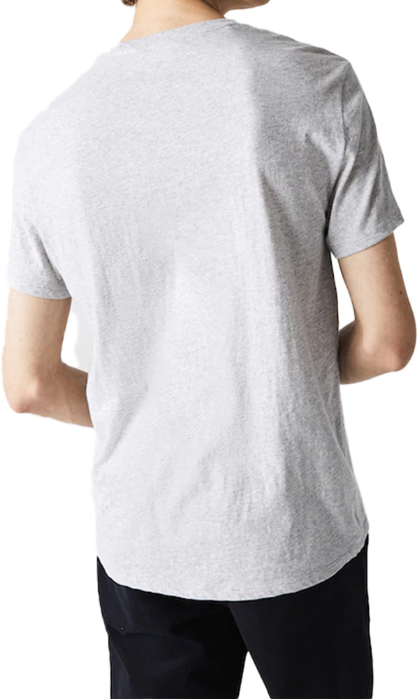 Lacoste Mens Crew Pima TH6709-CCA Chine Lounge Premium Cotton NY Neck | Silver T-Shirt