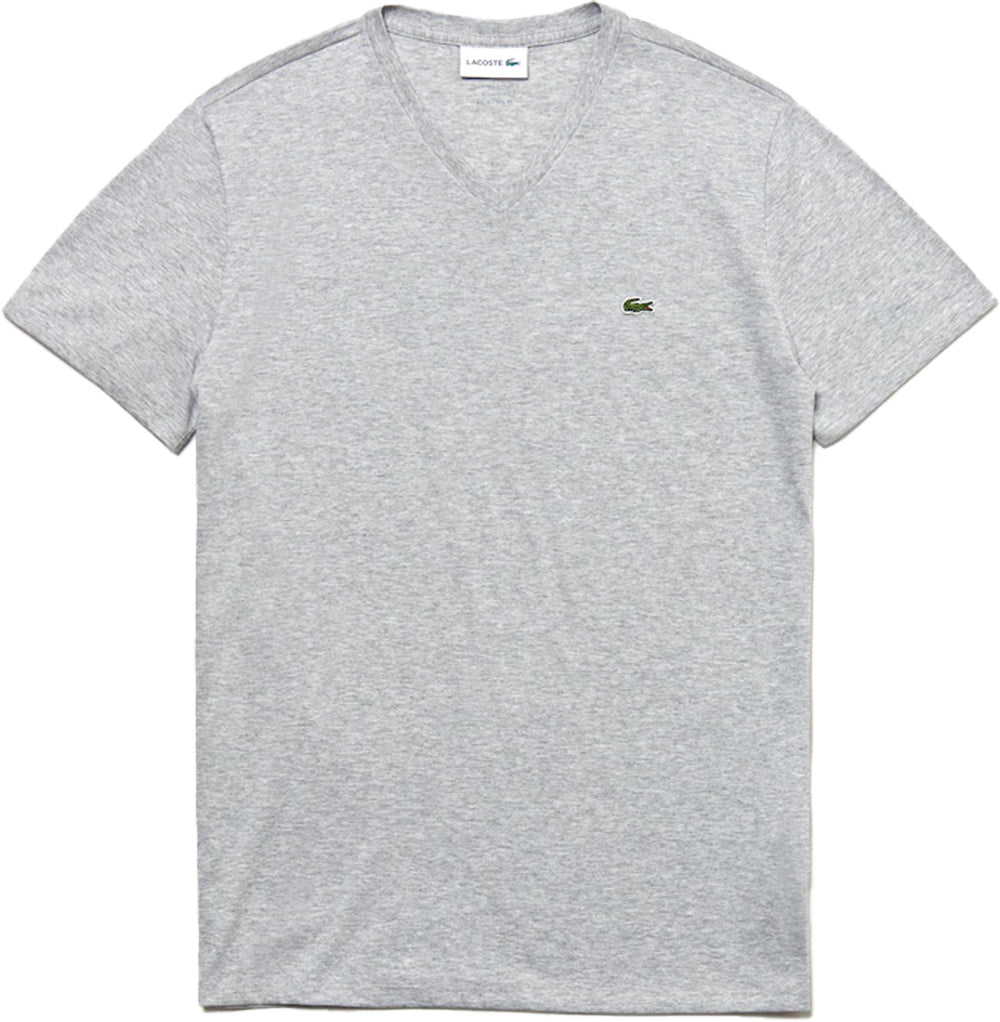 Lacoste Mens Pima Premium Chine Cotton TH6710-CCA Silver Lounge T-Shirt NY | V-Neck