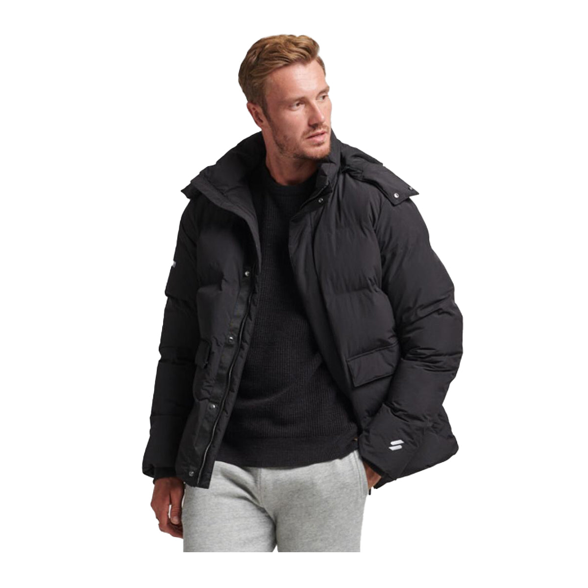 Superdry Mens Short Boxy Premium Jacket Black Puffer | MS311387A-02A NY Lounge