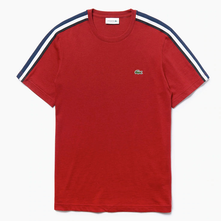 Lacoste Mens Stripe Sleeved Jersey T-Shirt TH8868-51-Z1Q Red/Red